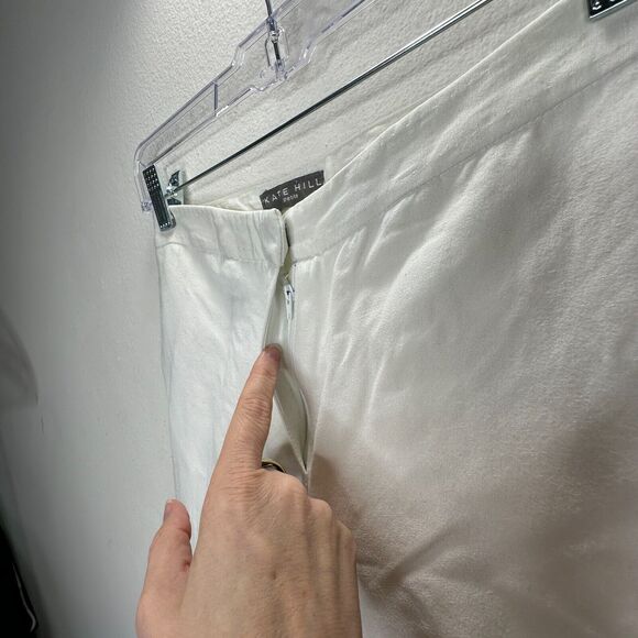 Kate Hill Petit White Linen High-Rise Flat Front Side Pockets Dress Pants 2P - Picture 4 of 14
